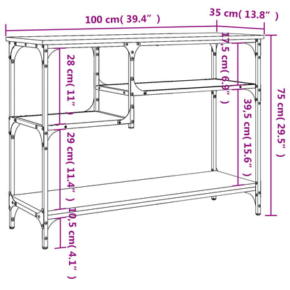 Wandtafel met schappen 100x35x75 cm grijs sonoma eikenkleurig