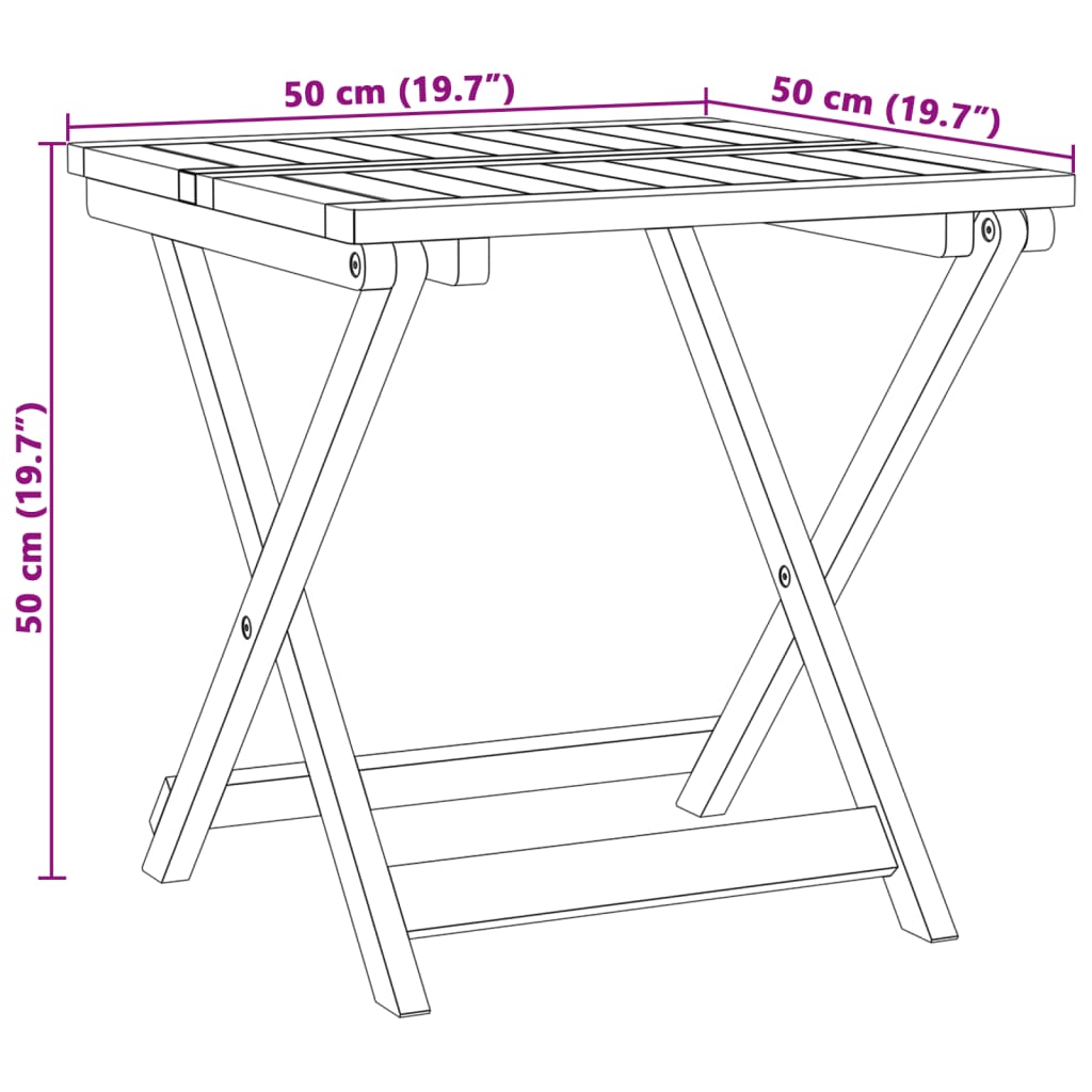 Tuintafel inklapbaar 50x50x50 cm massief acaciahout