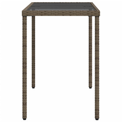 Tuintafel met glazen blad 115x54x74 cm poly rattan grijs