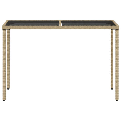 Tuintafel met glazen blad 115x54x74 cm poly rattan beige