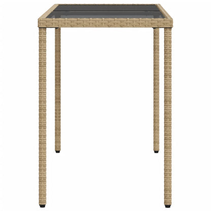 Tuintafel met glazen blad 115x54x74 cm poly rattan beige