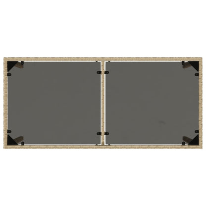 Tuintafel met glazen blad 115x54x74 cm poly rattan beige