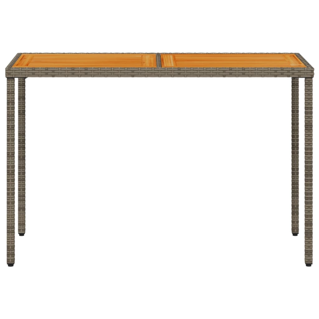 Tuintafel met acaciahouten blad 115x54x74 cm poly rattan grijs