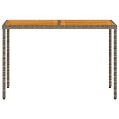 Tuintafel met acaciahouten blad 115x54x74 cm poly rattan grijs