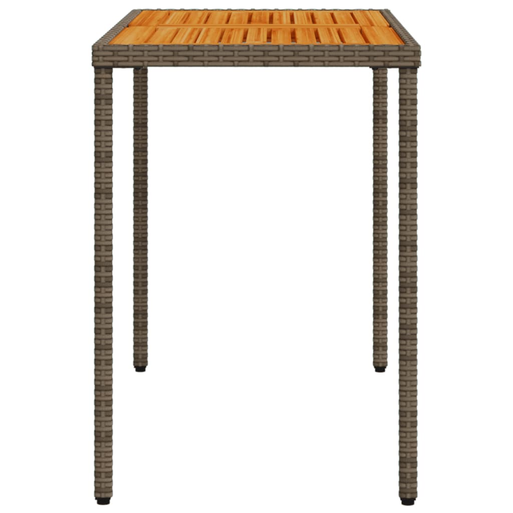 Tuintafel met acaciahouten blad 115x54x74 cm poly rattan grijs