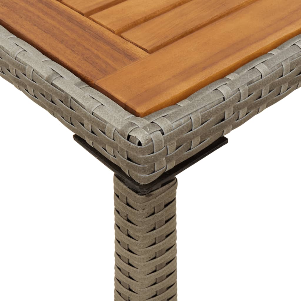 Tuintafel met acaciahouten blad 115x54x74 cm poly rattan grijs