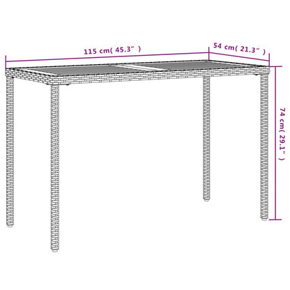 Tuintafel met acaciahouten blad 115x54x74 cm poly rattan grijs