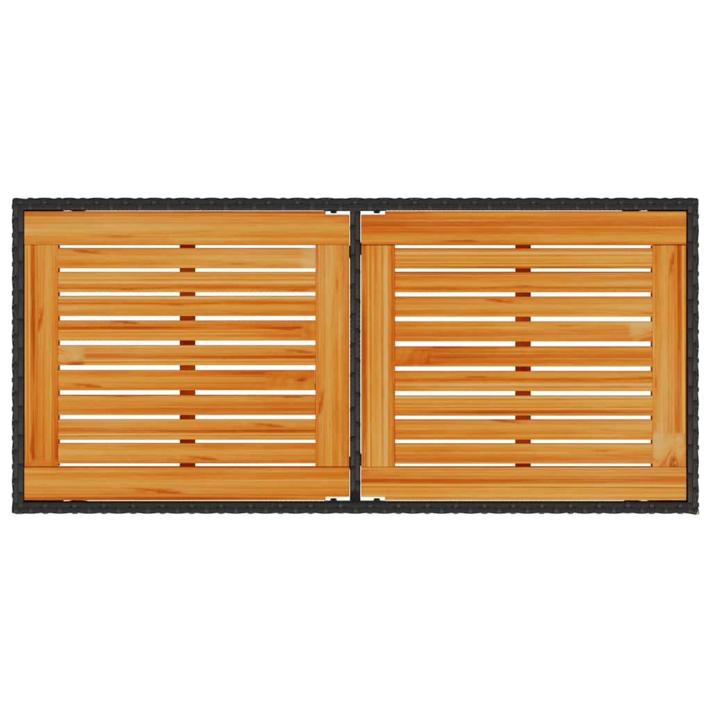 Tuintafel met acaciahouten blad 115x54x74 cm poly rattan zwart