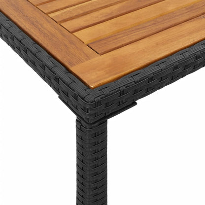 Tuintafel met acaciahouten blad 115x54x74 cm poly rattan zwart