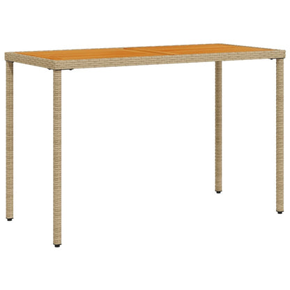 Tuintafel met acaciahouten blad 115x54x74 cm poly rattan beige