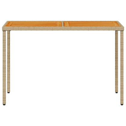 Tuintafel met acaciahouten blad 115x54x74 cm poly rattan beige