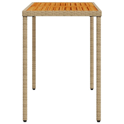 Tuintafel met acaciahouten blad 115x54x74 cm poly rattan beige