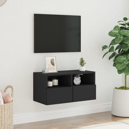 Tv-wandmeubel 60x30x30 cm bewerkt hout zwart