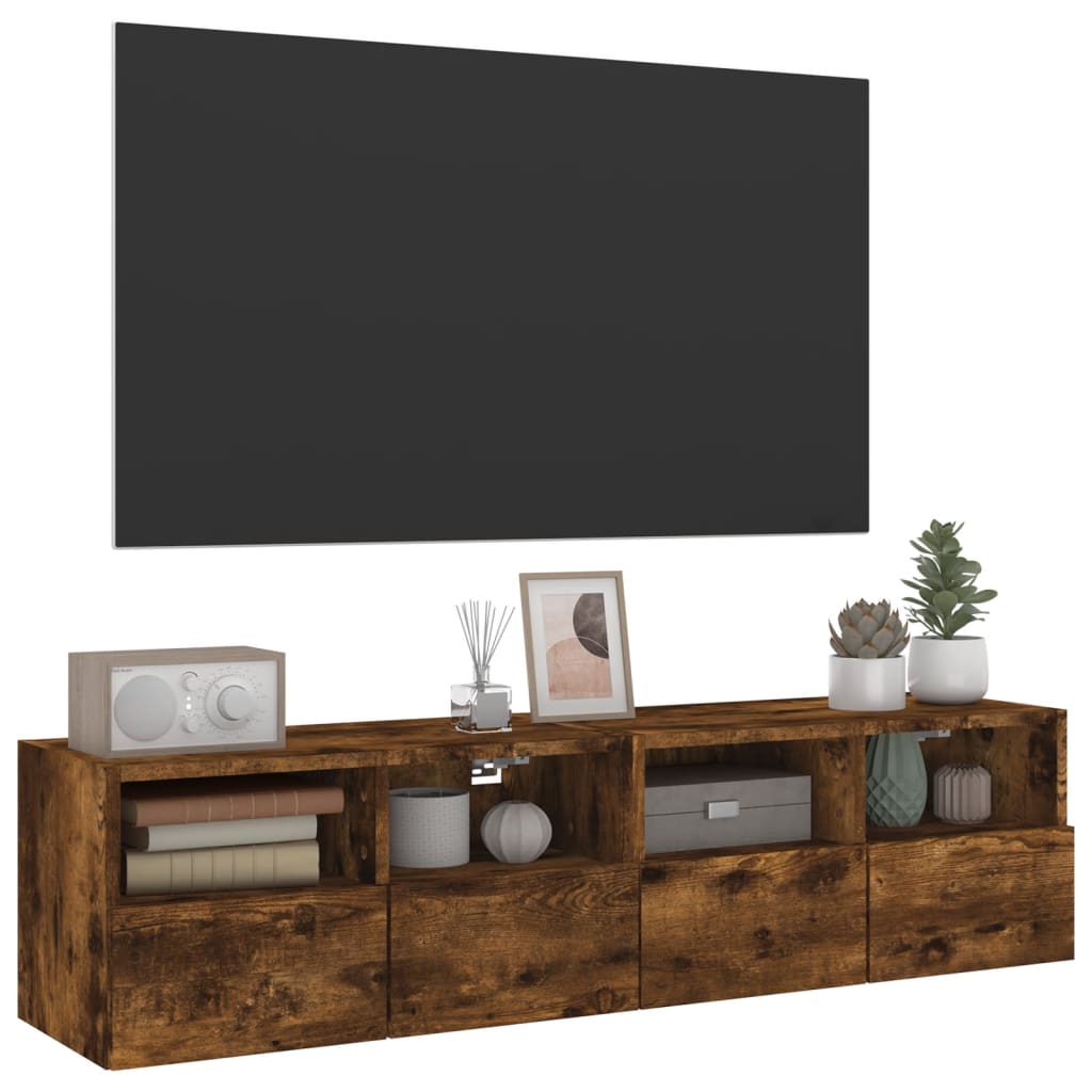 Tv-wandmeubels 2 st 60x30x30 cm bewerkt hout gerookt eikenkleur