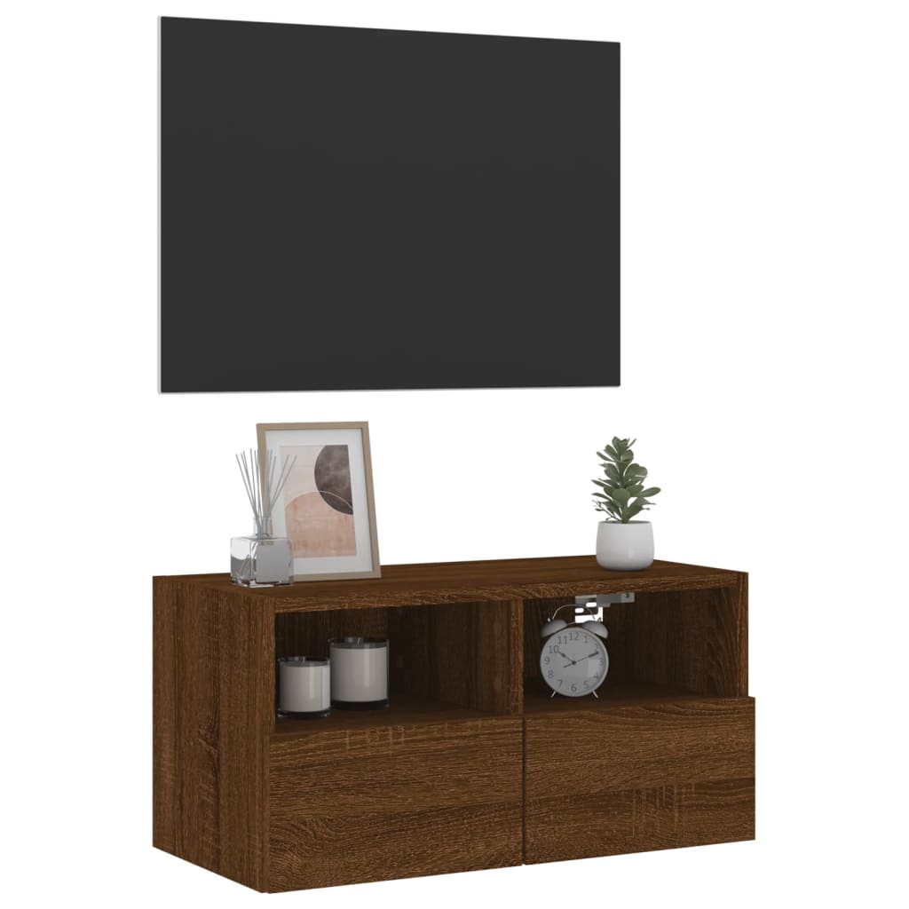 Tv-wandmeubel 60x30x30 cm bewerkt hout bruin eikenkleur