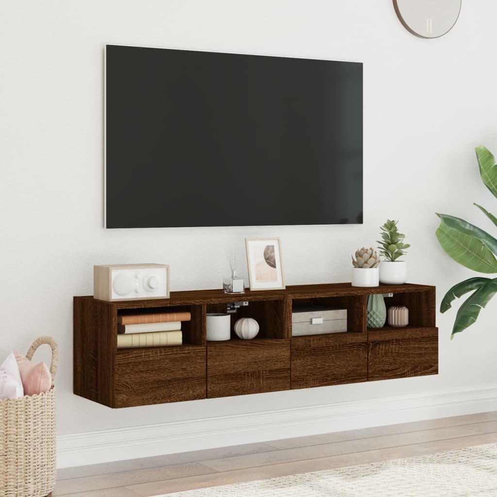 Tv-wandmeubels 2 st 60x30x30 cm bewerkt hout bruin eikenkleur