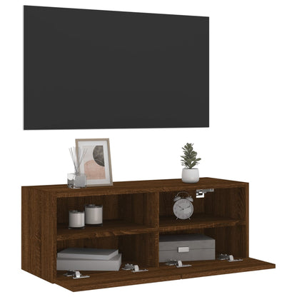 Tv-wandmeubel 80x30x30 cm bewerkt hout bruin eikenkleur