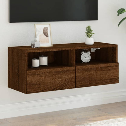 Tv-wandmeubel 80x30x30 cm bewerkt hout bruin eikenkleur