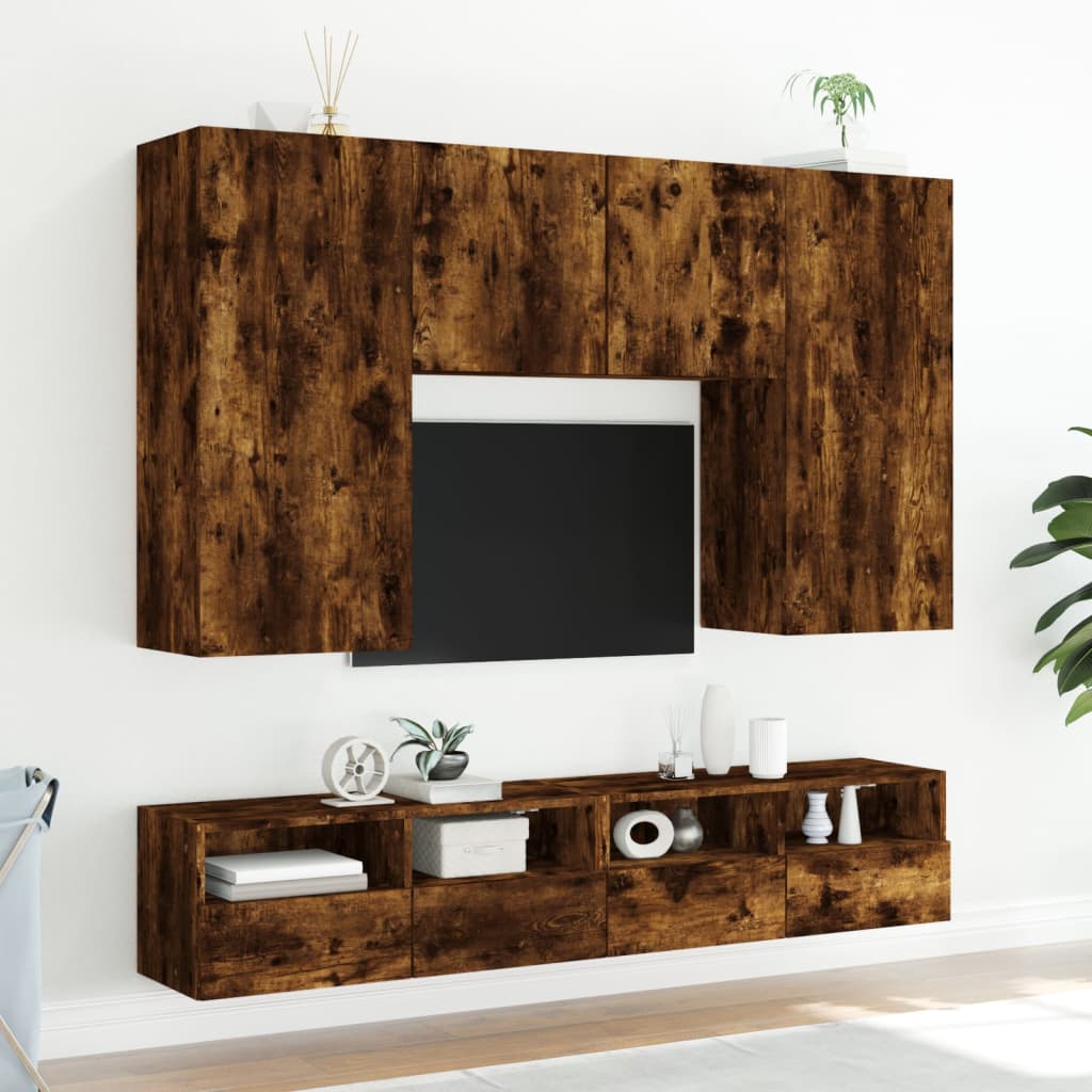 Tv-wandmeubel 100x30x30 cm bewerkt hout gerookt eikenkleurig