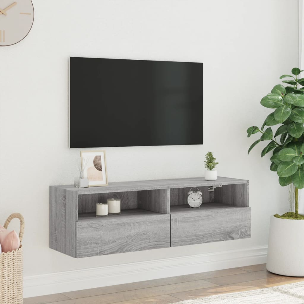 Tv-wandmeubel 100x30x30 cm bewerkt hout grijs sonoma