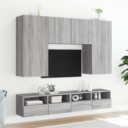 Tv-wandmeubel 100x30x30 cm bewerkt hout grijs sonoma