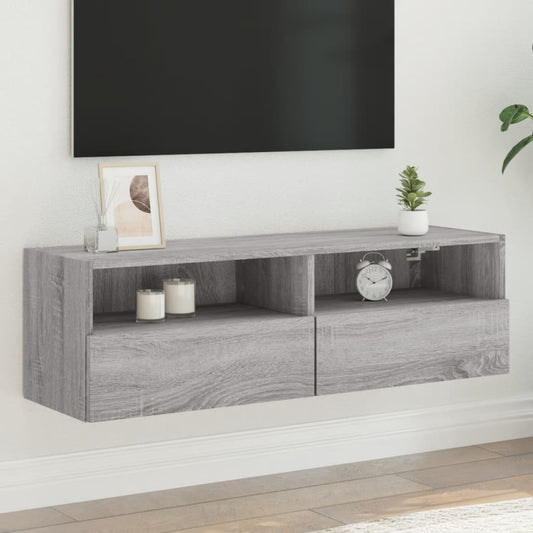 Tv-wandmeubel 100x30x30 cm bewerkt hout grijs sonoma