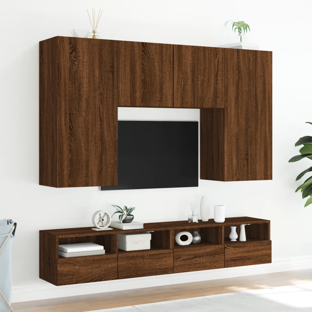 Tv-wandmeubel 100x30x30 cm bewerkt hout bruin eikenkleur