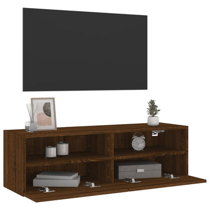 Tv-wandmeubel 100x30x30 cm bewerkt hout bruin eikenkleur