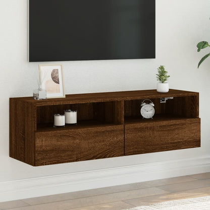 Tv-wandmeubel 100x30x30 cm bewerkt hout bruin eikenkleur