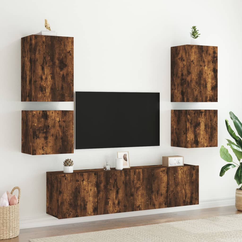 Tv-wandmeubel 40,5x30x40 cm bewerkt hout gerookt eikenkleurig