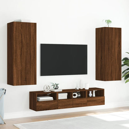 Tv-wandmeubel 40,5x30x102 cm bewerkt hout bruin eikenkleur