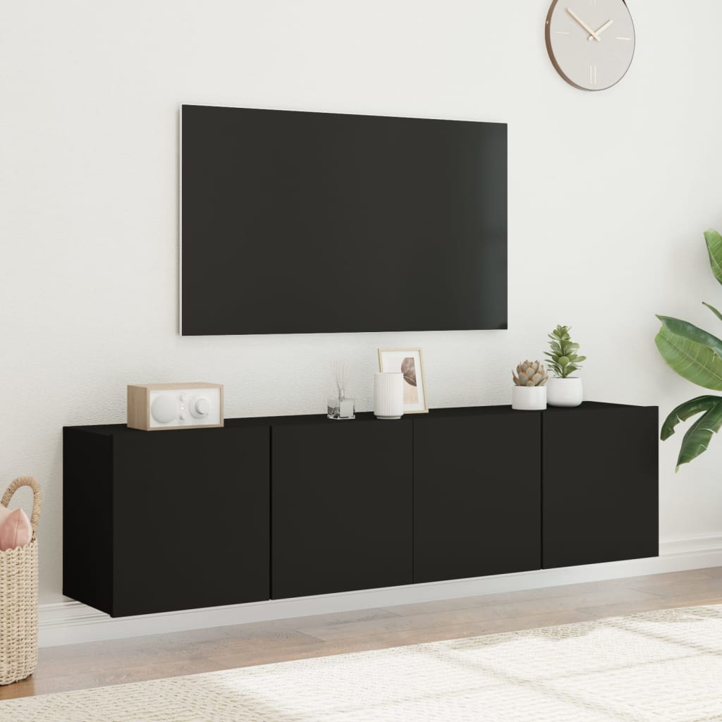 Tv-meubels 2 st wandgemonteerd 80x30x41 cm zwart