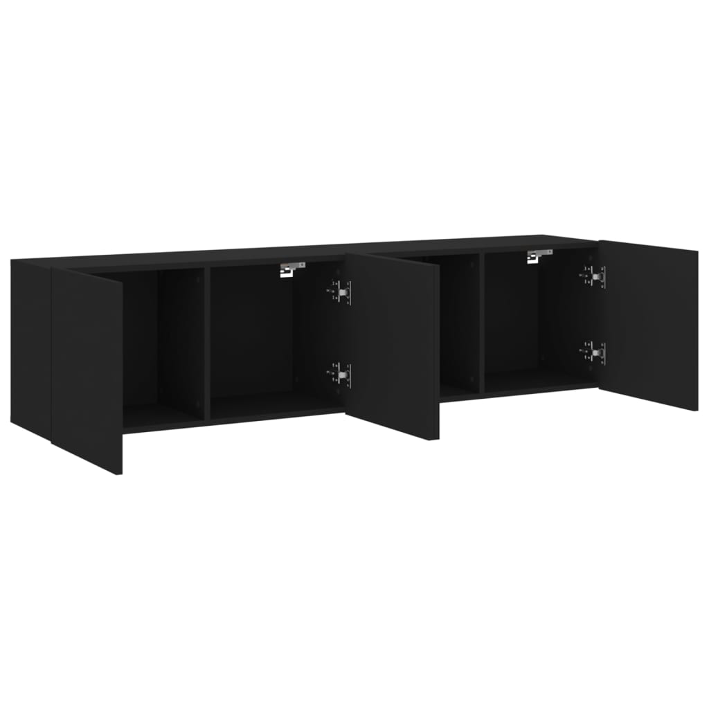 Tv-meubels 2 st wandgemonteerd 80x30x41 cm zwart