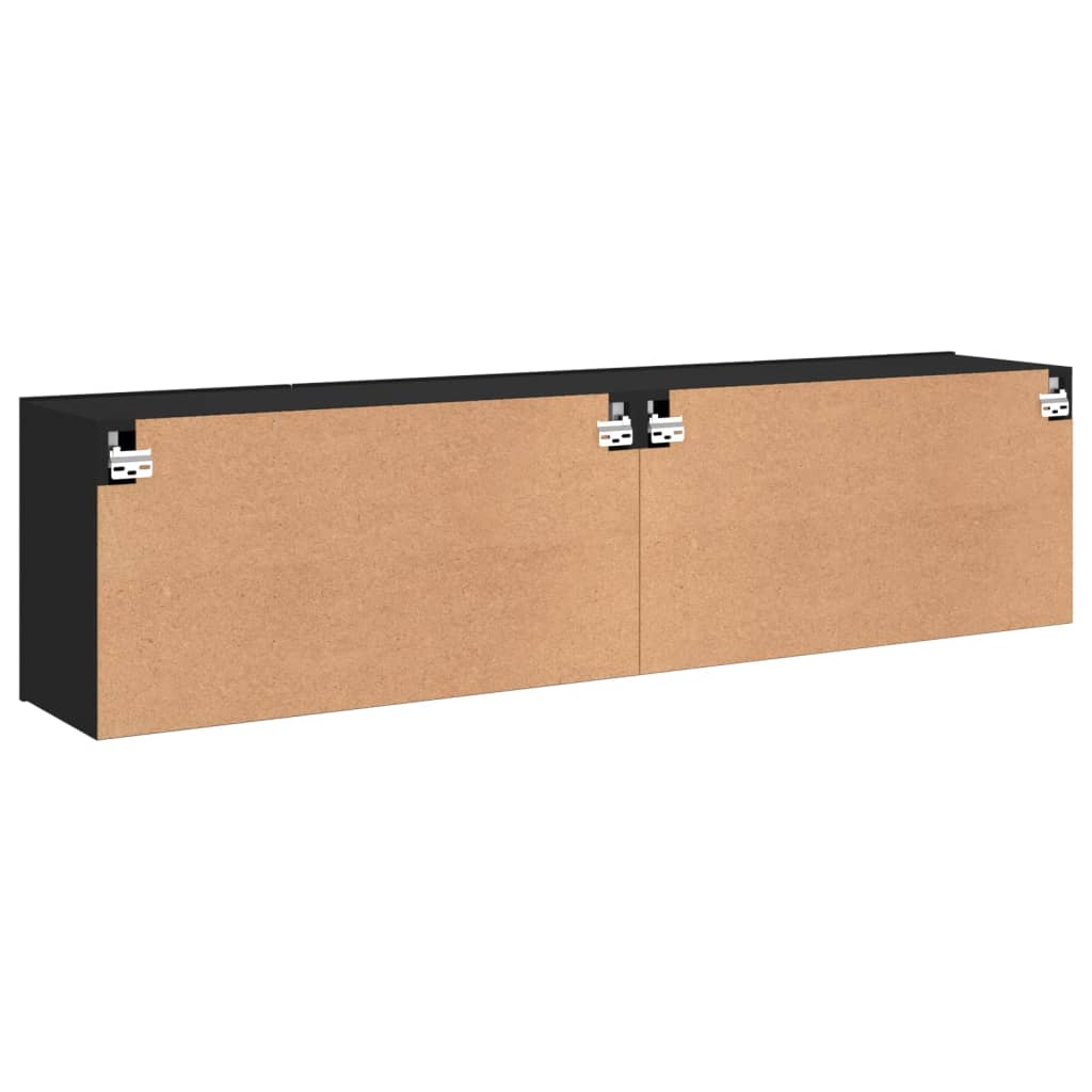 Tv-meubels 2 st wandgemonteerd 80x30x41 cm zwart