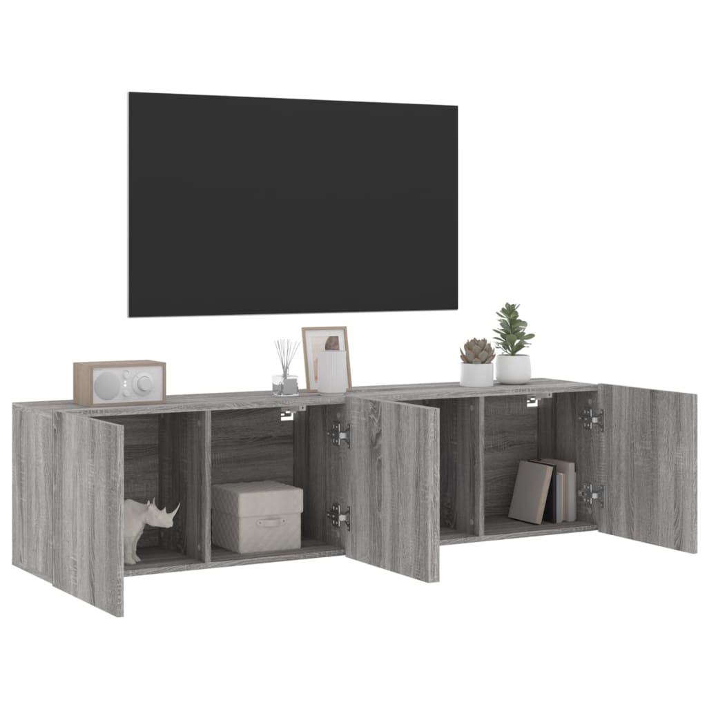 Tv-meubels 2 st wandgemonteerd 80x30x41 cm grijs sonoma eiken