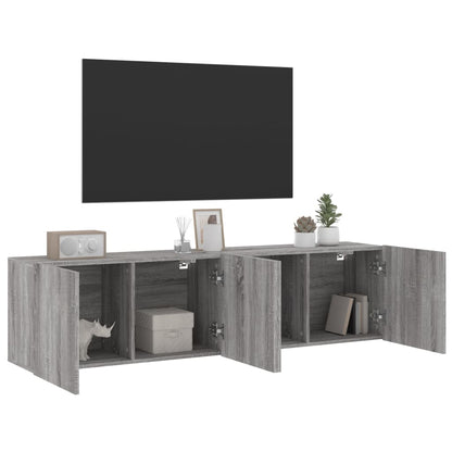 Tv-meubels 2 st wandgemonteerd 80x30x41 cm grijs sonoma eiken