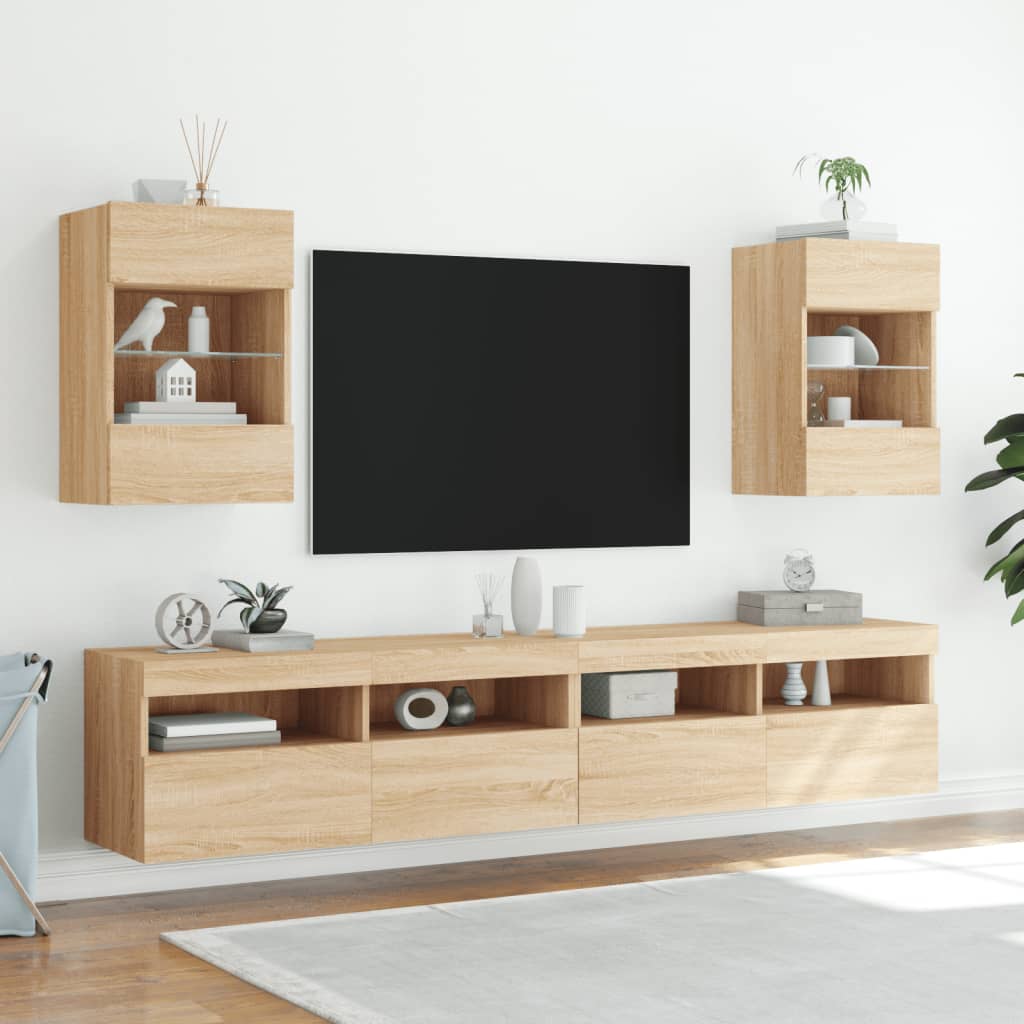 Tv-wandmeubel met LED-verlichting 40x30x60,5 cm sonoma eiken