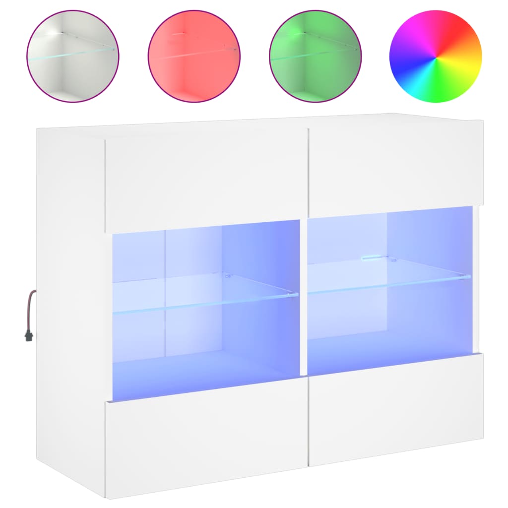 Tv-wandmeubel met LED-verlichting 78,5x30x60,5 cm wit