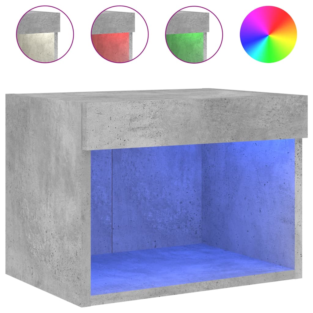 Nachtkastjes met LED's 2 st wandgemonteerd betongrijs