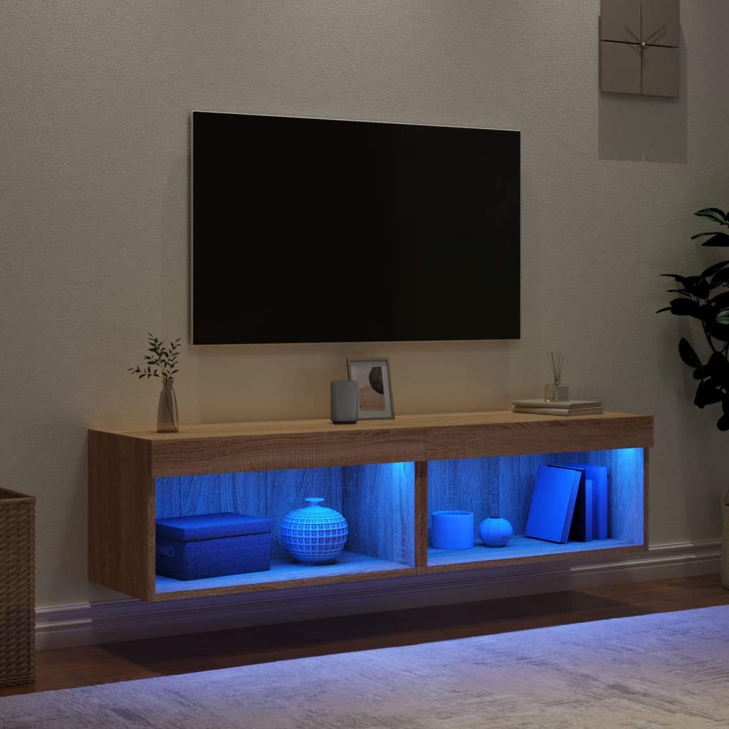 Tv-meubels met LED-verlichting 2 st 60x30x30 cm sonoma eiken