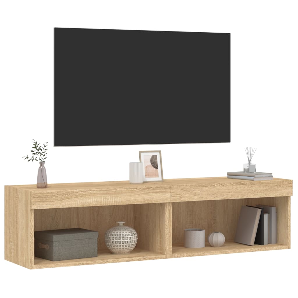 Tv-meubels met LED-verlichting 2 st 60x30x30 cm sonoma eiken