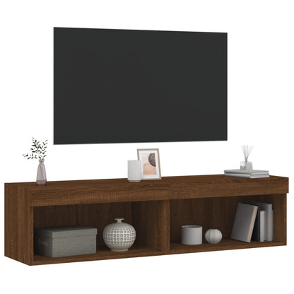 Tv-meubels met LED-verlichting 2 st 60x30x30 cm bruineikenkleur