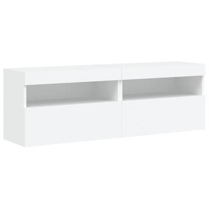 Tv-wandmeubels met LED-verlichting 2 st 60x30x40 cm wit