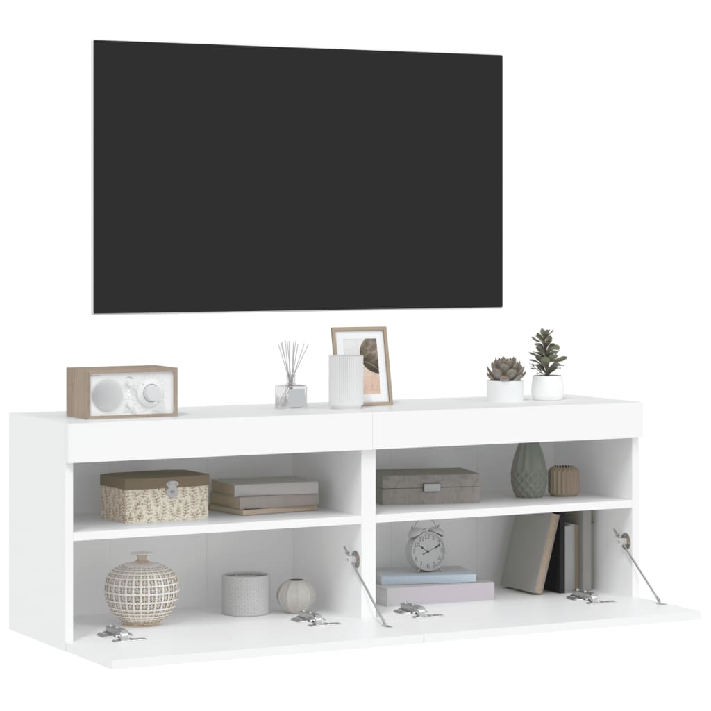 Tv-wandmeubels met LED-verlichting 2 st 60x30x40 cm wit