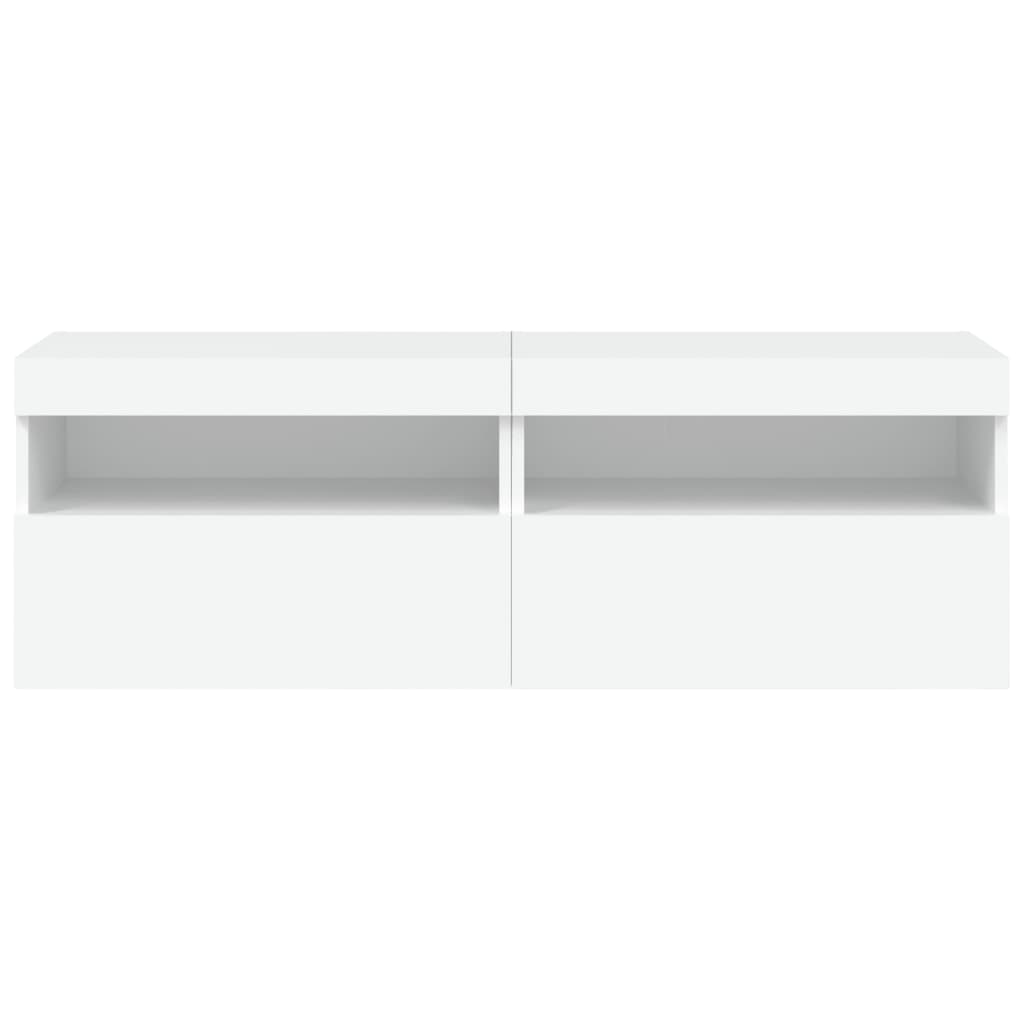 Tv-wandmeubels met LED-verlichting 2 st 60x30x40 cm wit