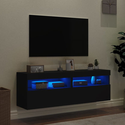 Tv-wandmeubels met LED-verlichting 2 st 60x30x40 cm zwart