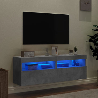 Tv-wandmeubels met LED 2 st 60x30x40 cm betongrijs