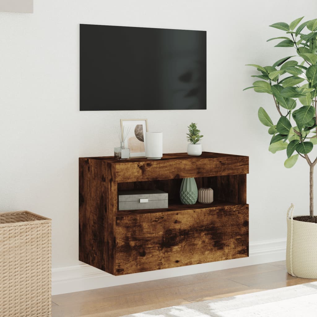 Tv-wandmeubel met LED-verlichting 60x30x40 cm gerookt eiken