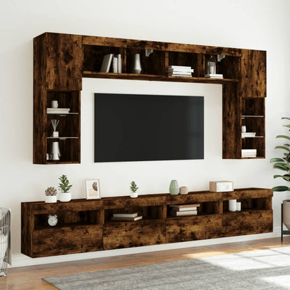 Tv-wandmeubel met LED-verlichting 60x30x40 cm gerookt eiken