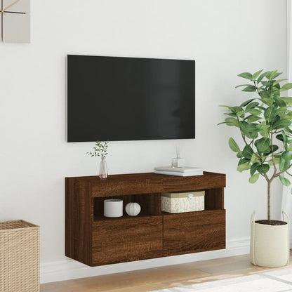 Tv-wandmeubel met LED-verlichting 80x30x40 cm bruin eikenkleur